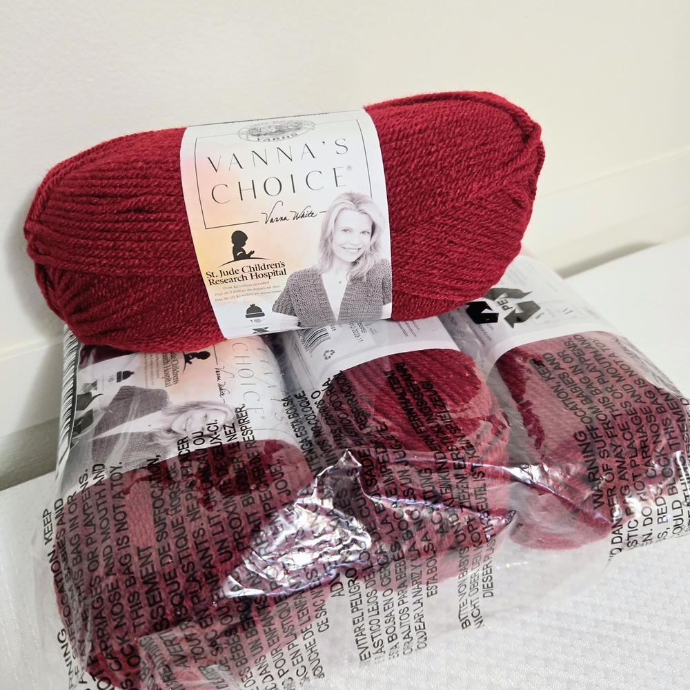 Vannas Choice Yarn Cranberry Worsted 4 Skeins 3.5oz Acrylic Knit Crochet Afghan